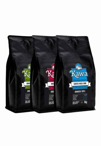 Zestaw Mix: Brazylia Santos 1 kg + Costa Rica SHB 1 kg + India Cherry 1 kg