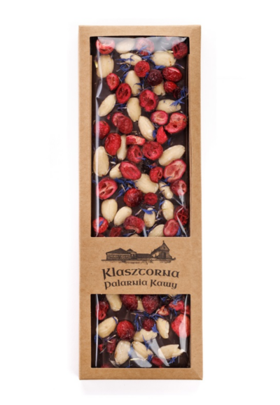 Czekolada wyrabiana ręcznie - DESEROWA - migdał, żurawina, bławatek 120g